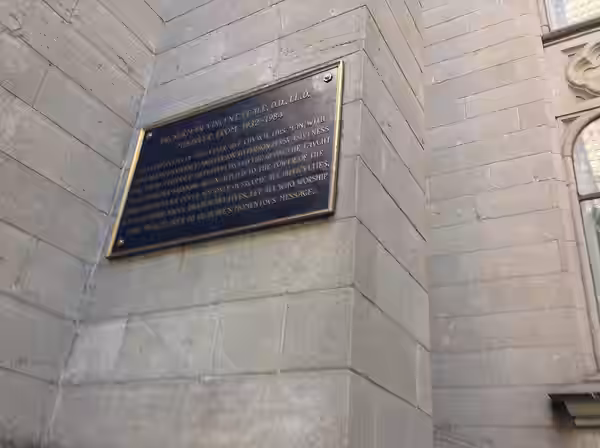 Plaque commemorating en:Norman Vincent Peale at en:Marble Collegiate Church