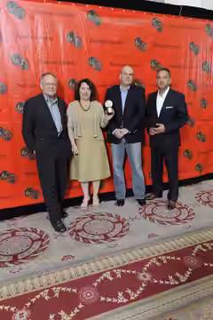 PHOTO CREDIT: ANDERS KRUSBERG / PEABODY AWARDS Eric Overmyer, Nina Kostroff Noble, David Simon, and George Pelecanos, 71st Annual Peabody Awards Luncheon Waldor (2012)