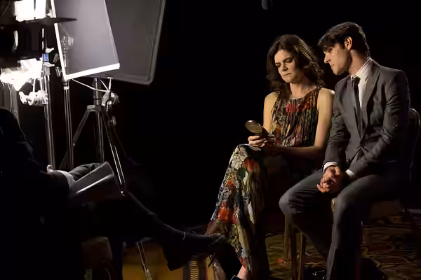 Betsy Brandt and RJ Mitte during the Peabody interview for "Breaking Bad" (2014)