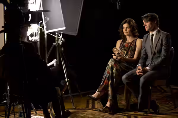 Betsy Brandt and RJ Mitte during the Peabody interview for "Breaking Bad" (2014)