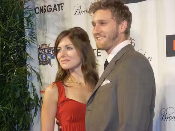 Actor Aaron Staton and wife Connie Fletcher at Chivas Regal Presents a Night on the Town with "Mad Men" - El Rey Theater, Los Angeles. (2008)