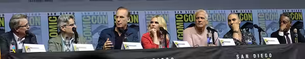Vince Gilligan, Peter Gould, Bob Odenkirk, Rhea Seehorn, Patrick Fabian, Michael Mando and Giancarlo Epsosito speaking at the 2018 San Diego Comic Con Internati