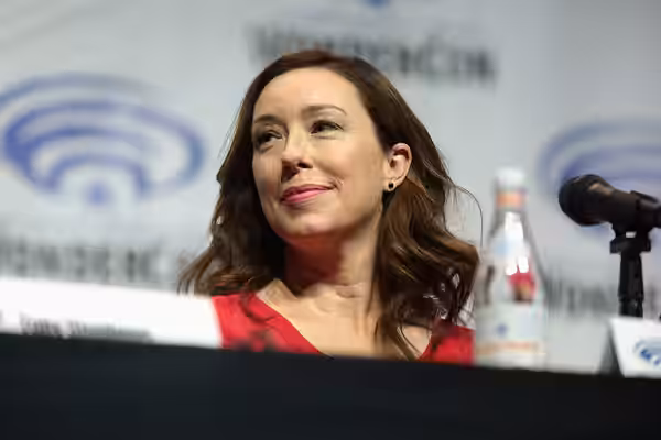 Molly Parker speaking at the 2018 WonderCon, for "Netflix's Lost in Space", at the Anaheim Convention Center in Anaheim, California. Please attribute to Gage Sk
