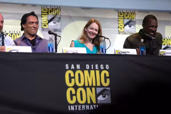 Jimmy Smits, Miranda Otto and Corey Hawkins speaking at the 2016 San Diego Comic Con International, for "24: Legacy", at the San Diego Convention Center in San 