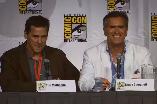 "Burn Notice" Panel. Director Tim Matheson and actor Bruce Campbell at San Diego 2010 Comic-Con International.