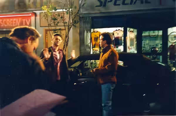 Anthony Crivello (as Maxwell) and Jerry Seinfeld in the episode The Maid of the sitcom Seinfeld. (1997)