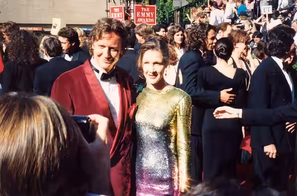 Judge Reinhold and Carrie Frazier on the red carpet at the Emmys 9/11/94 - Permission granted to copy, publish, broadcast or post but please credit "photo by Al (1994)