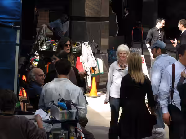 Hollywood Time: "Curb Your Enthusiasm" films at my office building - Look you can see the star Larry David in this photo (2009)