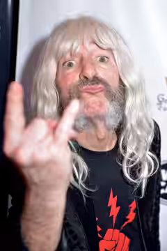 Actor Harry Shearer attends the California Saga 2 Benefit as his character Derek Smalls from the film This is Spinal Tap at Ace Hotel on July 03, 2019 in Los An