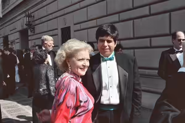 Arriving at the 1991 Emmy Awards. Scanned from the original 35MM film negative.