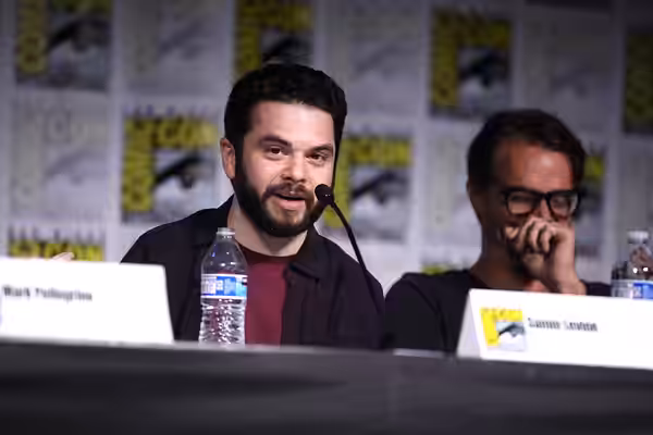 Samm Levine and Luke Edwards speaking at the 2023 San Diego Comic Con International, for "Underdeveloped", at the San Diego Convention Center in San Diego, Cali