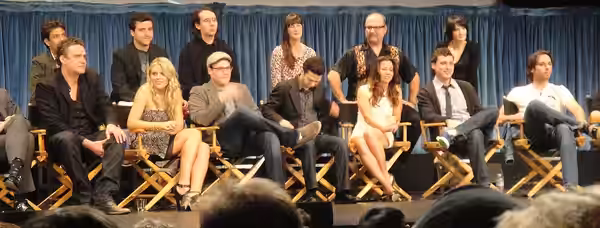 Freaks and Geeks Reunion. From left: Back row - Shaun Weiss (Sean), David Krumholtz (Barry Schweiber), Stephen Lea Sheppard (Harris Trinsky), Sarah Hagan (Milli (2011)