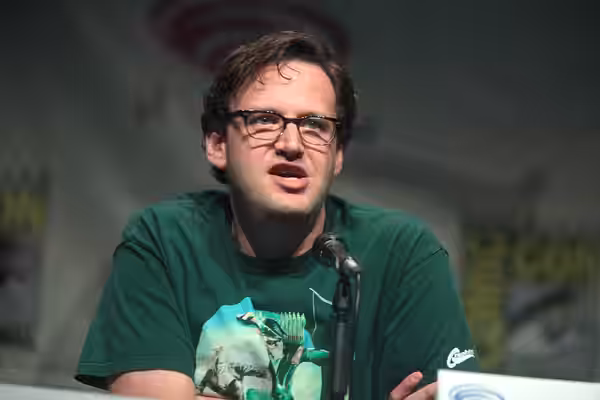 Andrew Kreisberg speaking at the 2015 Wondercon, for "The Flash", at the Anaheim Convention Center in Anaheim, California. Please attribute to Gage Skidmore if 
