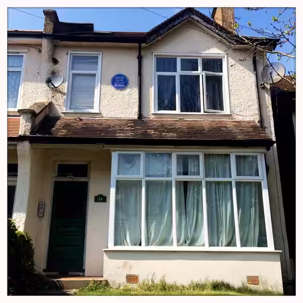 House and plaque in Blenheim Crescent, South Croydon. (2015)