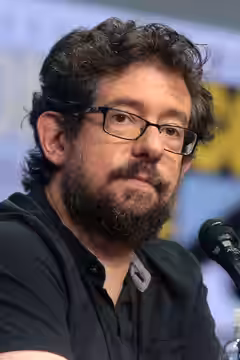 Eric Kaplan speaking at the 2017 San Diego Comic-Con International in San Diego, California.