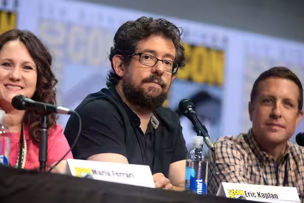 Eric Kaplan speaking at the 2017 San Diego Comic Con International, for "The Big Bang Theory", at the San Diego Convention Center in San Diego, California. Plea