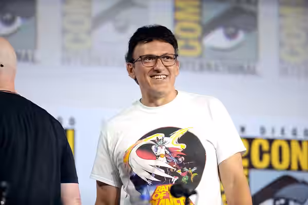 Anthony Russo speaking at the 2019 San Diego Comic Con International, for "A Conversation with the Russo Brothers", at the San Diego Convention Center in San Di