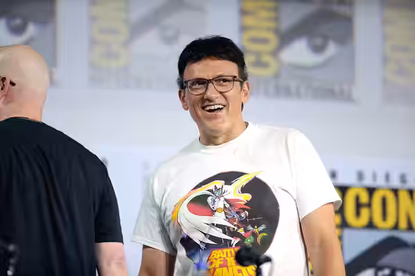 Anthony Russo speaking at the 2019 San Diego Comic Con International, for "A Conversation with the Russo Brothers", at the San Diego Convention Center in San Di
