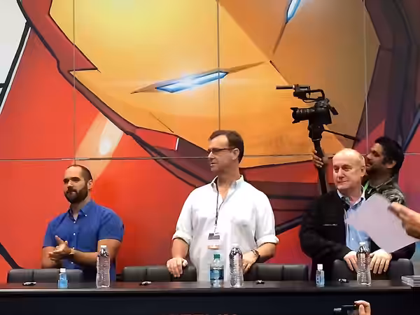 Marco Ramierz, w:Doug Petrie and w:Jeph Loeb at a signing for Daredevil at the w:Marvel Comics booth at w:New York Comic Con 2015.