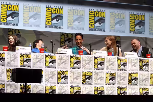 Alison Brie, Ken Jeong, Danny Pudi, Gillian Jacobs and Chris McKenna speaking at the 2013 San Diego Comic Con International, for "Community", at the San Diego C