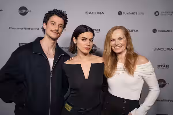 Adam Dimarco, Nina Kiri, and Michèle Duquet (cast) at the premiere for Undertone at Sundance Film Festival 2026.