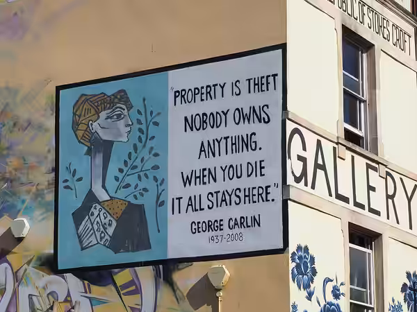 "Property is theft." mural Bristol Walk (2015)