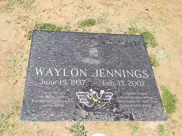 Grave site of Waylon Jennings (1937-2002). Jennings was an American singer, songwriter, musician, and actor. Jennings gave up his seat on the ill-fated flight t (2016)
