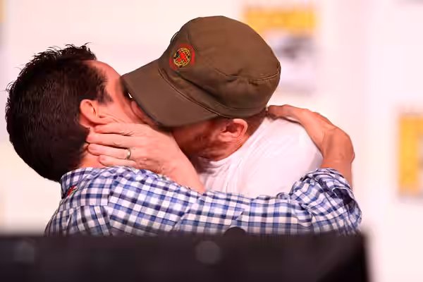 Seth Green &amp; Steve Callaghan speaking at the 2012 San Diego Comic-Con International in San Diego, California. Please attribute to Gage Skidmore if used else