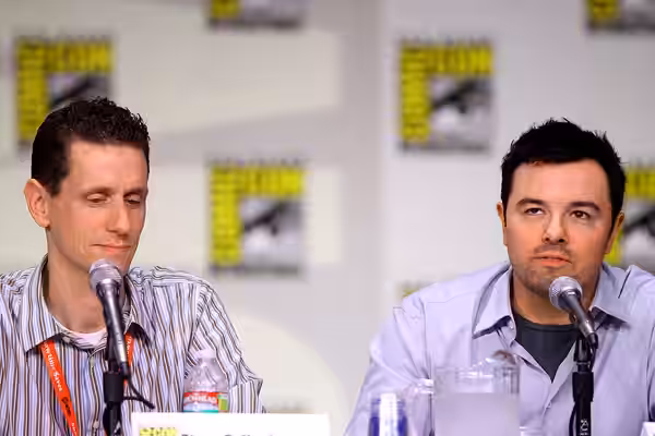 Steve Callaghan and Seth MacFarlane at the 2011 San Diego Comic-Con International in San Diego, California. Please attribute to Gage Skidmore if used elsewhere.