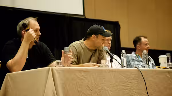 Ned Hastings, Jim Fortier, Dave Willis and Daniel McDevitt at Aqua Teen Hunger Force and Squidbillies Panel (Dragon*Con 2008)