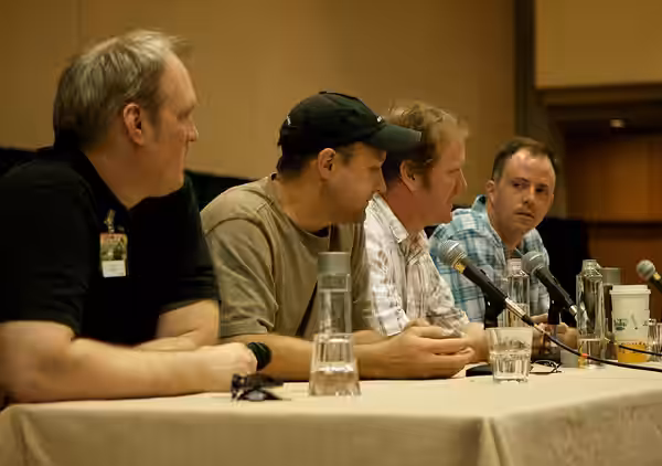 Ned Hastings, Jim Fortier, Dave Willis and Daniel McDevitt at Aqua Teen Hunger Force and Squidbillies Panel (Dragon*Con 2008)