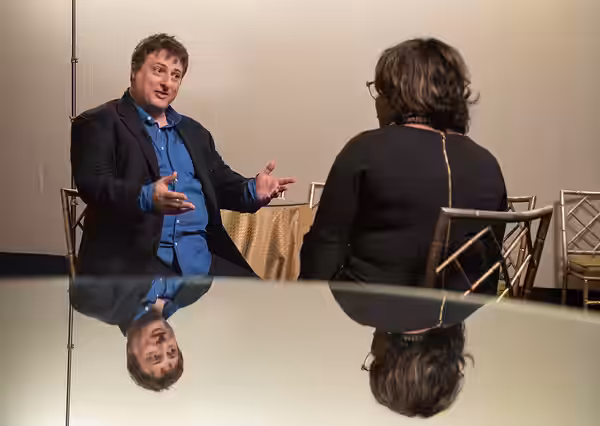 NASA's Social Video Producer, Brittany Brown interviews Nick Sagan Friday, June 1, 2018 at the John F. Kennedy Center for the Performing Arts ahead of the "Nati
