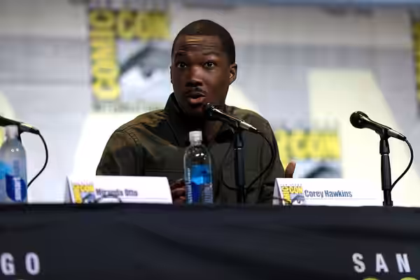 Corey Hawkins speaking at the 2016 San Diego Comic Con International, for "24: Legacy", at the San Diego Convention Center in San Diego, California. Please attr