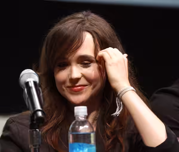 Elliot Page speaking at the 2013 San Diego Comic Con International, for "X-Men: Days of Future Past", at the San Diego Convention Center in San Diego, Californi
