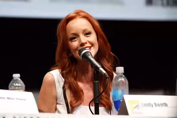 Lindy Booth speaking at the 2013 San Diego Comic Con International, for "Kick-Ass 2", at the San Diego Convention Center in San Diego, California. Please attrib