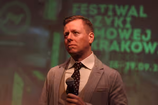 Polish composer Abel Korzeniowski during Q&amp;A pannel at Film Music Festival in Cracow. (2013)