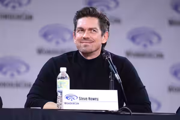 Steve Howey speaking at the 2023 WonderCon, for "True Lies", at the Anaheim Convention Center in Anaheim, California. Please attribute to Gage Skidmore if used 