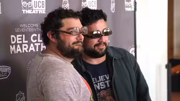 Comedians Bobby Moynihan and Horatio Sanz at the 17th annual Del Close Marathon in New York City (2015)