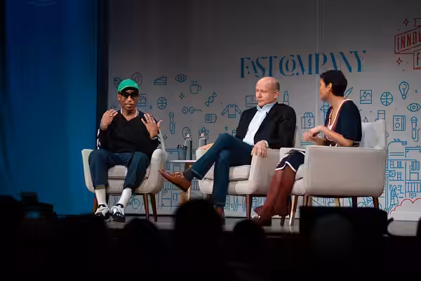 Pharrell Williams and Chris Meledandri at the 2018 Fast Company Innovation Festival