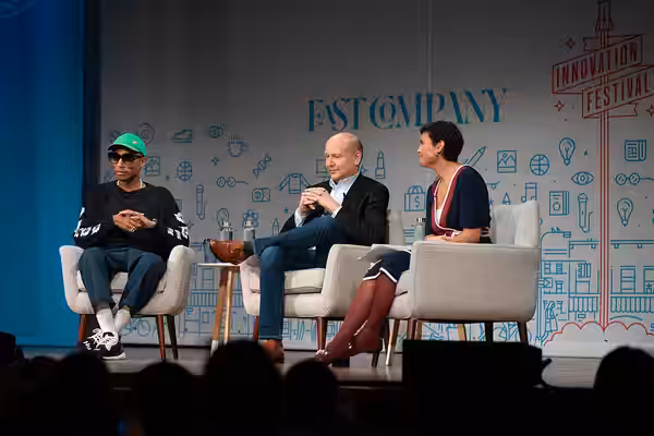 Pharrell Williams and Chris Meledandri at the 2018 Fast Company Innovation Festival