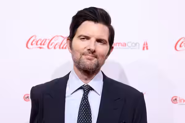 Adam Scott on the red carpet at the Big Screen Achievement Awards at the 2026 CinemaCon at The Colosseum Theater at Caesars Palace in Las Vegas, Nevada. Please 