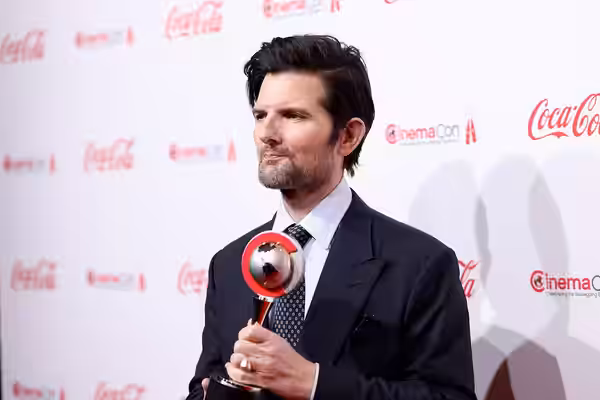 Adam Scott on the red carpet at the Big Screen Achievement Awards at the 2026 CinemaCon at The Colosseum Theater at Caesars Palace in Las Vegas, Nevada. Please 