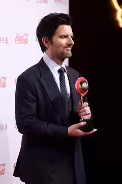 Adam Scott on the red carpet at the Big Screen Achievement Awards at the 2026 CinemaCon at The Colosseum Theater at Caesars Palace in Las Vegas, Nevada. Please 