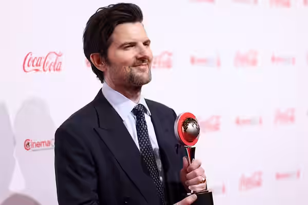 Adam Scott on the red carpet at the Big Screen Achievement Awards at the 2026 CinemaCon at The Colosseum Theater at Caesars Palace in Las Vegas, Nevada. Please 