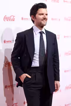 Adam Scott on the red carpet at the Big Screen Achievement Awards at the 2026 CinemaCon at The Colosseum Theater at Caesars Palace in Las Vegas, Nevada. Please 