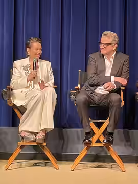 Actors Olivia Colman and Colin Firth answer questions following a screening of their new film "Empire of Light" at the Writers Guild Theater. (2022)