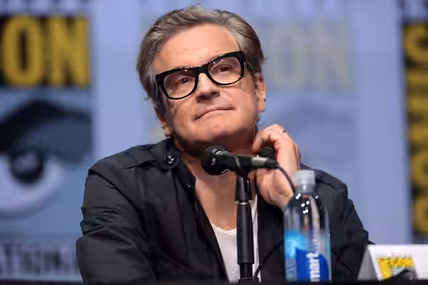 Colin Firth speaking at the 2017 San Diego Comic Con International, for "Kingsman: The Golden Circle", at the San Diego Convention Center in San Diego, Californ