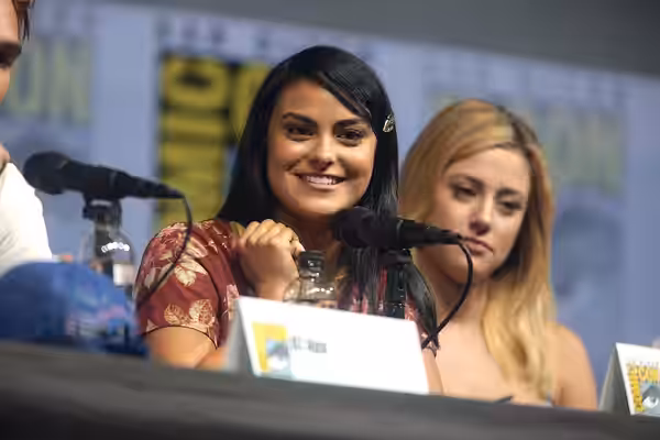 Camila Mendes and Lili Reinhart speaking at the 2018 San Diego Comic Con International, for "Riverdale", at the San Diego Convention Center in San Diego, Califo