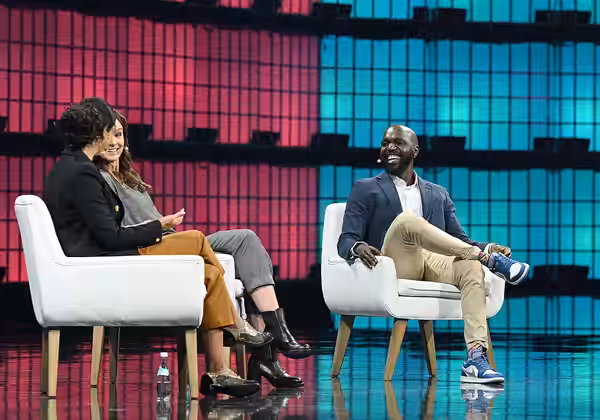 15 November 2023; Speakers, from left, Morena Baccarin, Actor &amp; Ambassador, International Rescue Committee; Sarah Wayne Callies, Actor &amp; Ambassador, Int