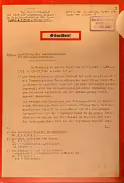 Ausbildung der luxemburgischen Freiwilligen-Kompanien - éischt Säit vun engem Schnellbrief vum Himmler (28. November 1940). Den Objet gouf an der Ausstellung «L (2018)